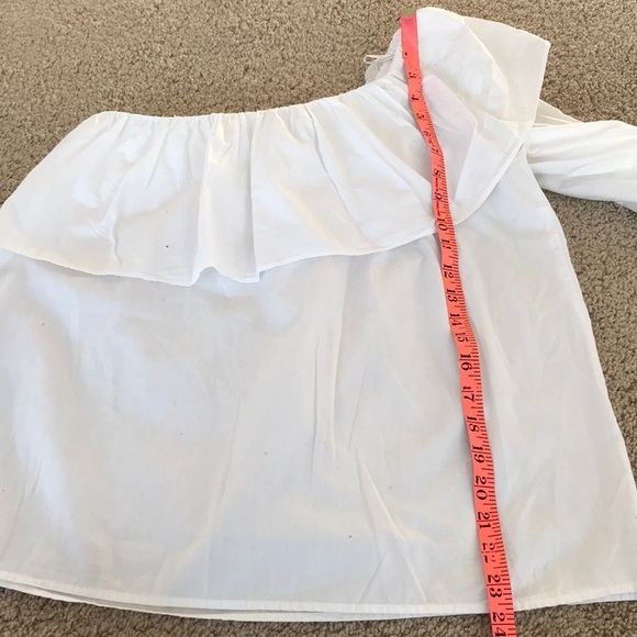 NWT! LOFT Size XS white one shoulder ruffled top - Picture 6 of 8